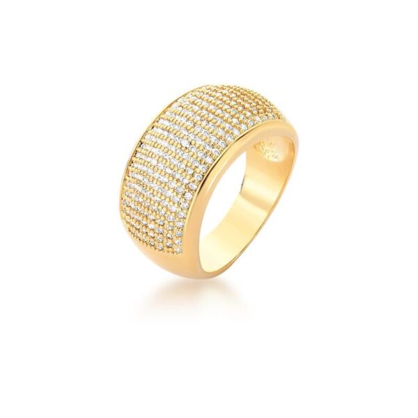 Anel Nove Fileiras Cravejado Banhado A Ouro