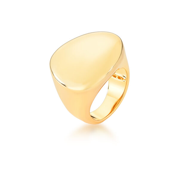 Anel Liso Triangular Banho Ouro 18k