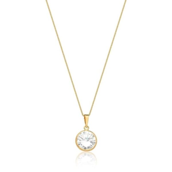 Corrente Com Pingente Ponto De Luz Banhada A Ouro 18k