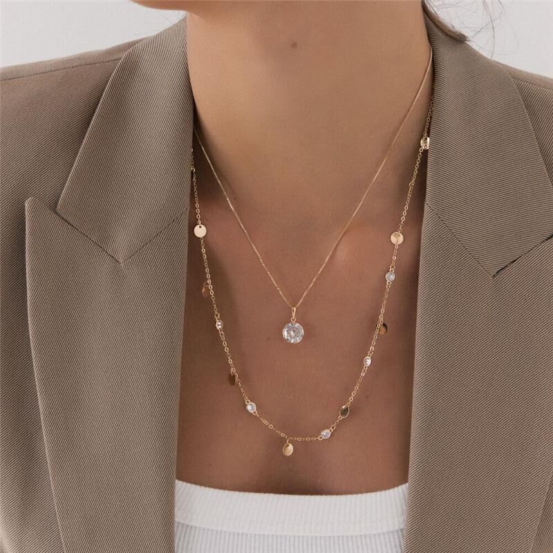 Corrente Com Pingente Ponto De Luz Banhada A Ouro 18k