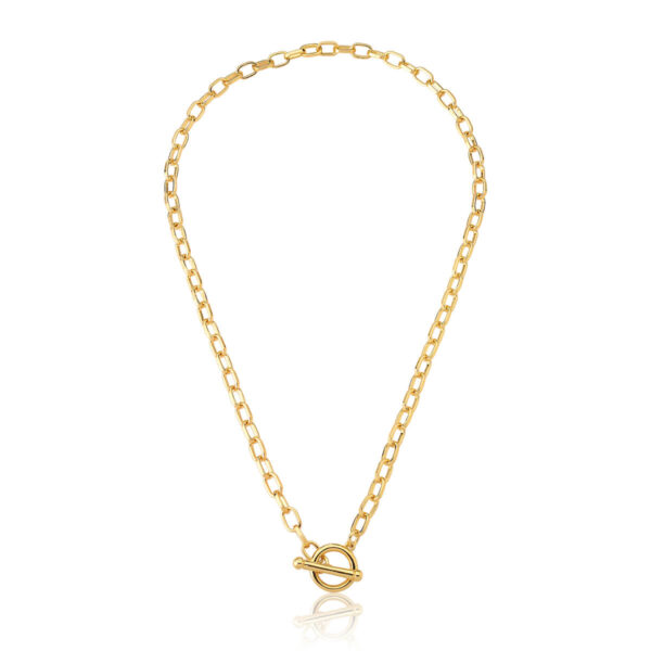 Colar Elos Ovais Com Fecho Trava Banhado a Ouro 18k