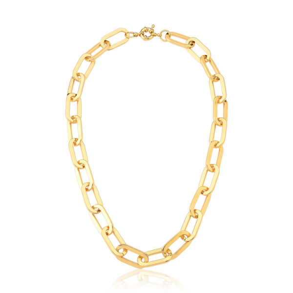 Corrente Com Elos Retangulares Banhada a Ouro 18k