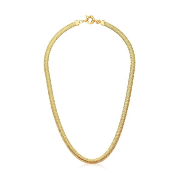 Corrente Em Malha Laminada Lisa Banhada A Ouro 18k