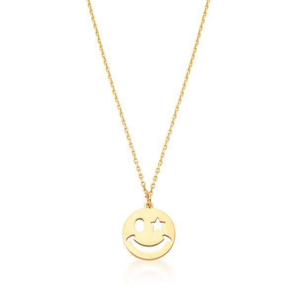 Corrente Com Pingente Emoji Banho Ouro 18k