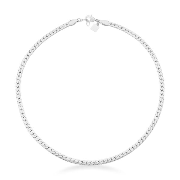 Choker Lisa Esteira Elo Grumet 3mm Banho Ródio Branco