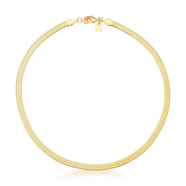 Choker Em Malha Laminada 4mm Banho Ouro 18k