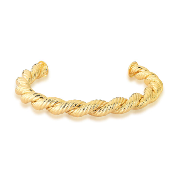 Bracelete Trançado Liso Banhado A Ouro 18k