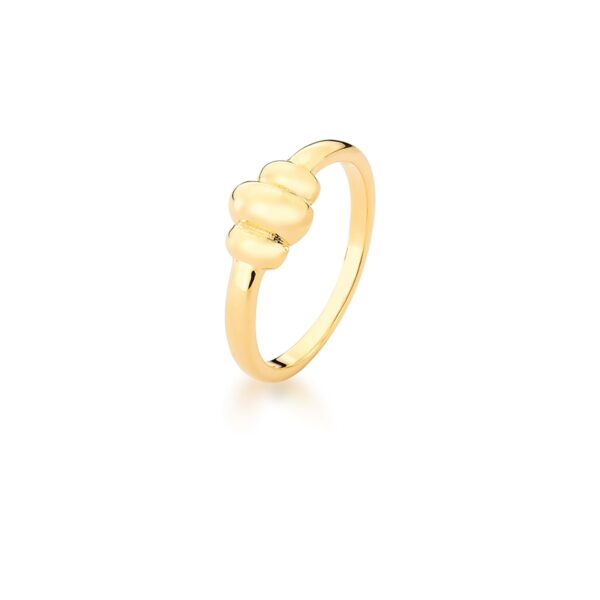 Anel 3 Gomos Lisos Banho Ouro 18k