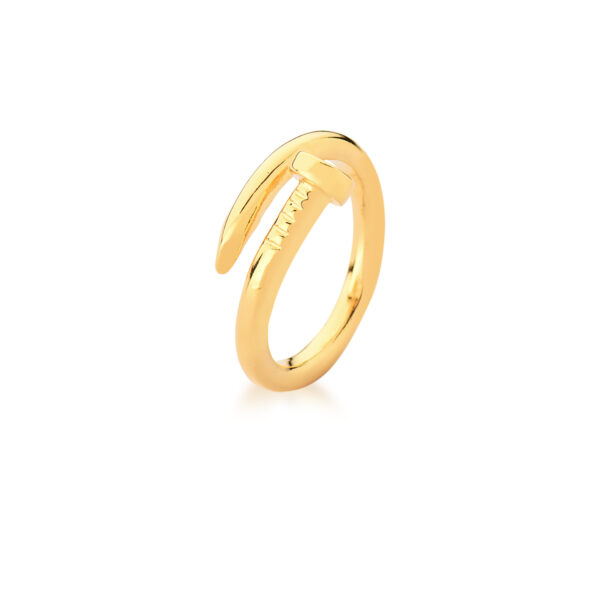 Anel Regulável de Prego Liso Banhado a Ouro 18k