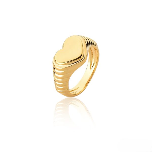 Anel Dedo Mínino Coração Banho Ouro 18k