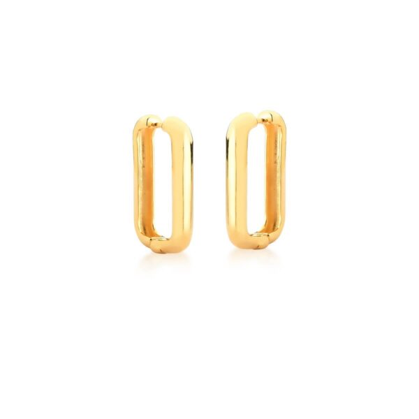 Argola Retangular Lisa Banhada a Ouro 18k