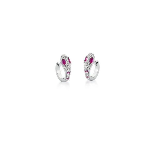 Argola de Cobra Com Zircônias Marsala Banhada a Ródio Branco