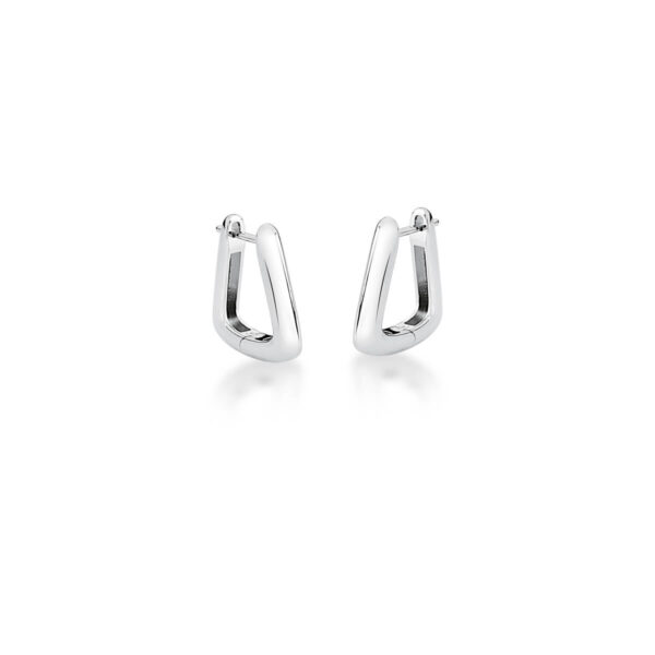 Argola Triangular Lisa Banhada a Ródio Branco