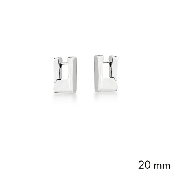 Argola Lisa Quadrada 20mm Banho Ródio Branco