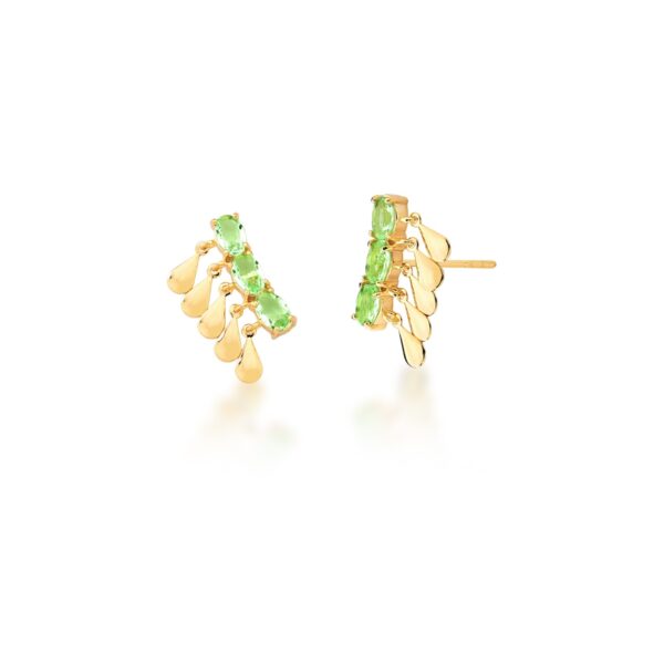 Ear Cuff Com Zircônias Ovais Verde Banhado a Ouro 18k