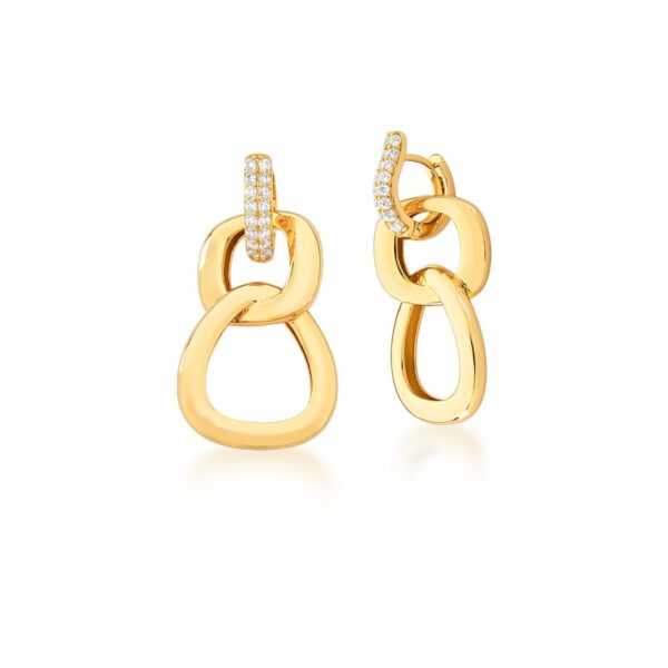 Argola 2 Em 1 Com Dois Elos Lisos Banhado a Ouro 18k