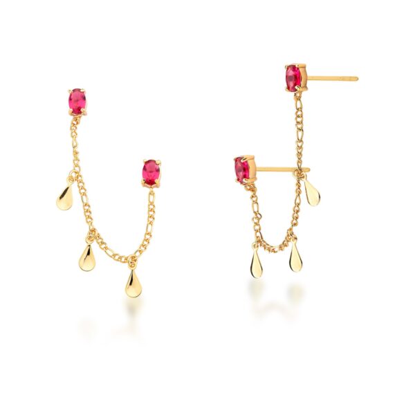 Brinco para Primeiro e Segundo Furo Marsala Banhado a Ouro 18k