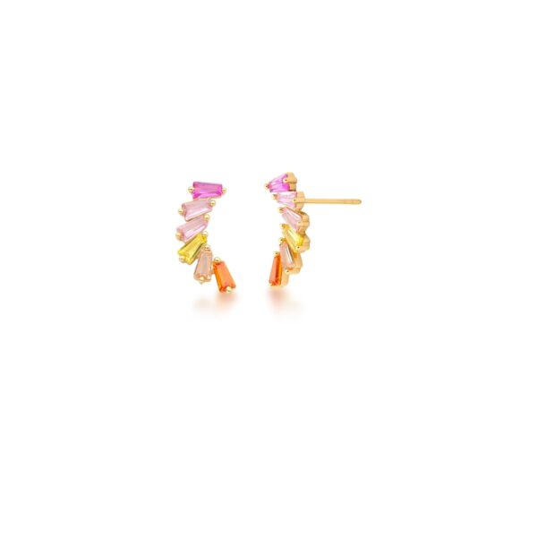 Ear Cuff Com Cristais Baguetes Coloridos Banhado A Ouro 18k