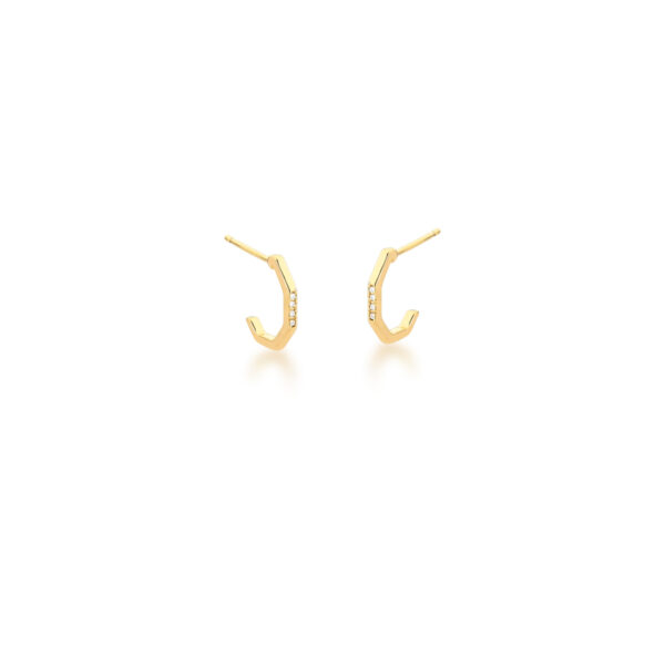 Meia Argola 4 Zircônias Cravejadas Banho Ouro 18k