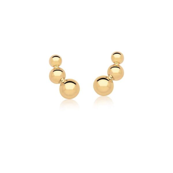 Ear Cuff Com Três Esferas Lisas Banhado A Ouro 18k