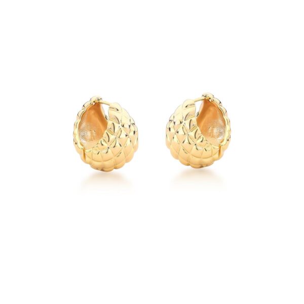 Argola Abaulada Trabalhada 21mm Banho Ouro 18k