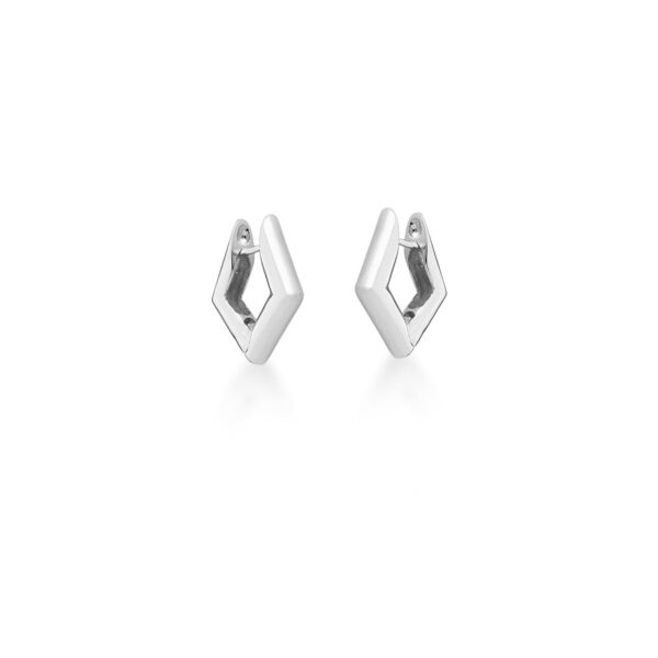 Argola Losango Banho Ródio Branco