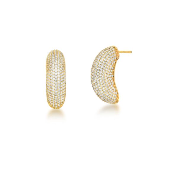 Meia Argola Cravejada De Zircônias Banhada A Ouro 18k