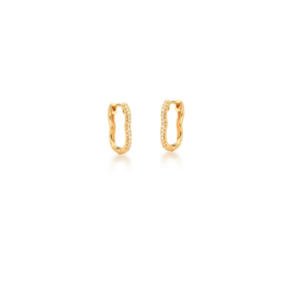 Argola Ondulada Cravejada Com Zircônias Banho Ouro 18k