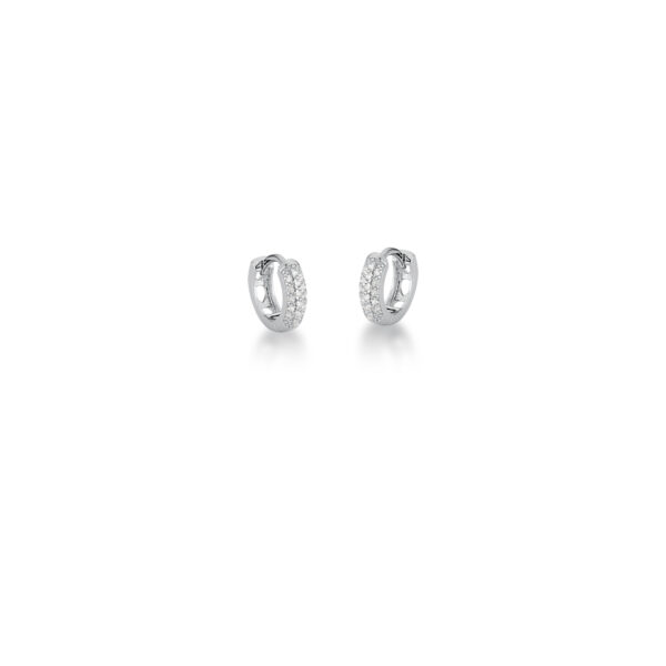 Argola 3 Fileiras Cravejadas Zircônias Banho Ródio Branco