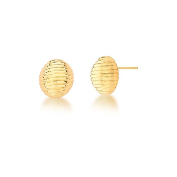 Brinco Oval Abaulado Texturizado Ouro 18k