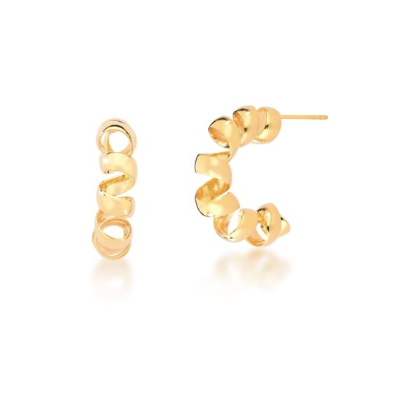 Meia Argola Trançada 30mm Banho Ouro 18k