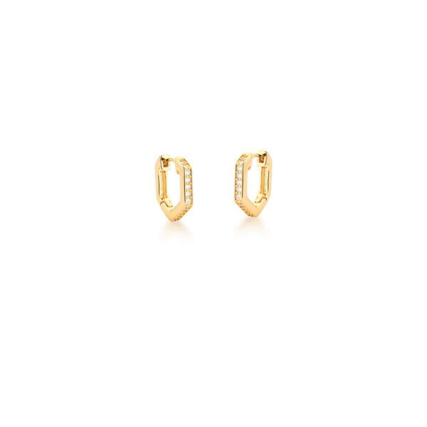 Argola Frente Cravejada Zircônia Banho Ouro 18k