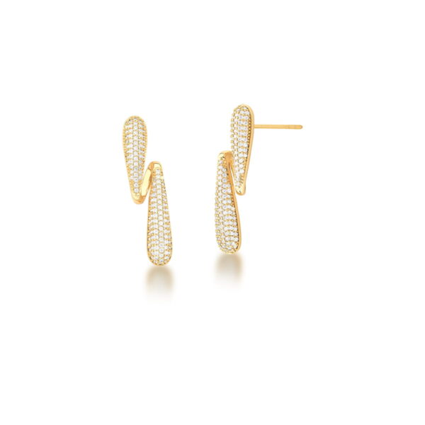 Brinco 2 Gotas Cravejadas Zircônias Banho Ouro 18k