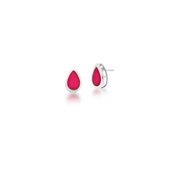 Brinco Com Cristal De Gota Rosa Fusion Banhado A Ródio Branco