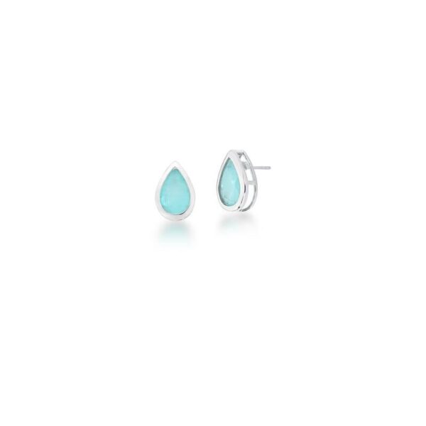 Brinco Com Cristal De Gota Azul Fusion Banhado A Ródio Branco