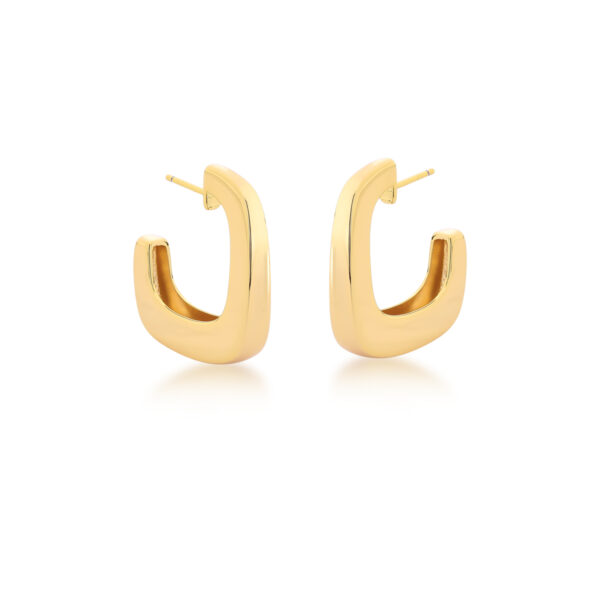 Meia Argola Quadrada Lisa Banho Ouro 18k