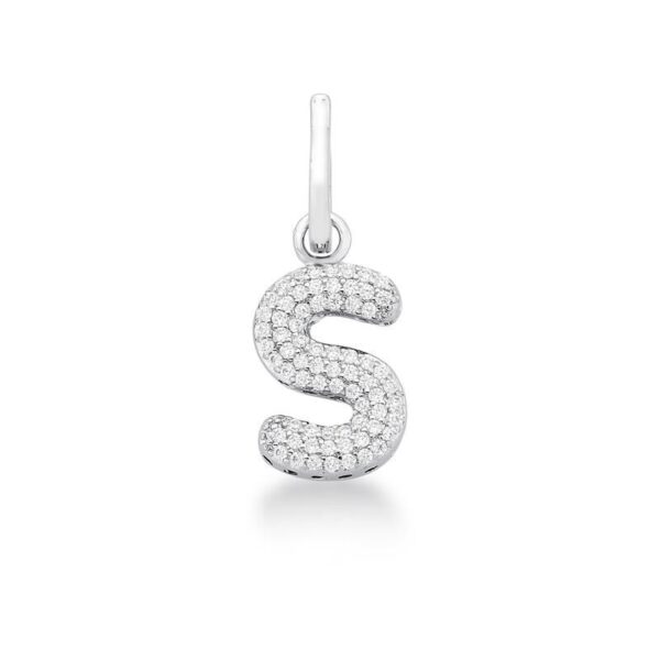 Pingente Letra "S" Cravejado Banho Ródio Branco