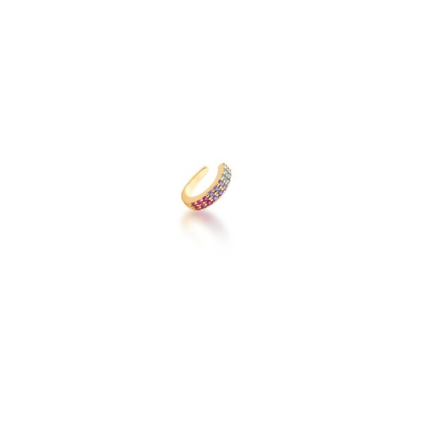 Piercing Crav Zircônias Coloridas 2 Linhas Banho Ouro 18k