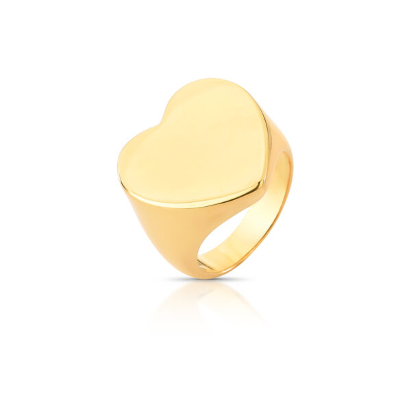 Anel De Coração Liso Banho Ouro 18k
