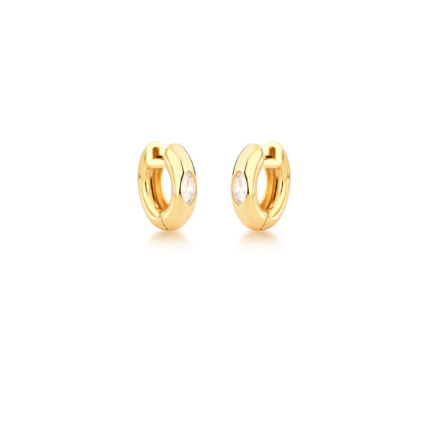 Argola Redonda Com Cristal Navete Banho Ouro 18k