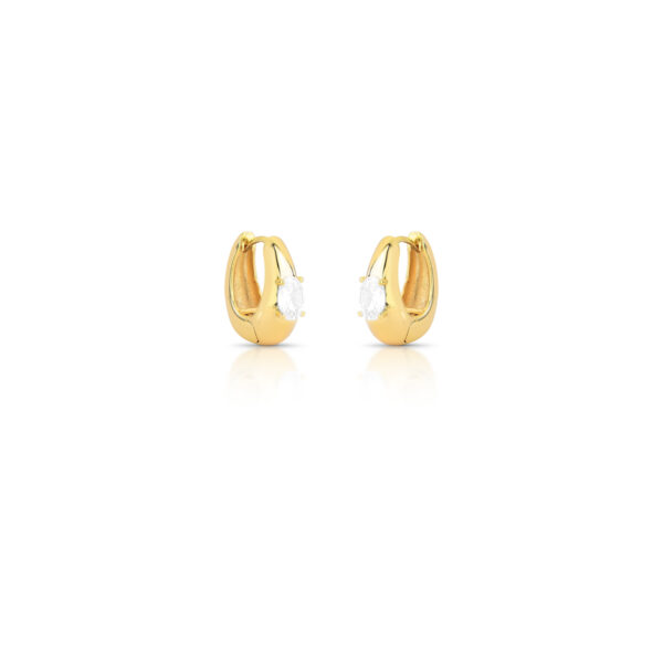 Argola Oval Com Cristal Banho Ouro 18k