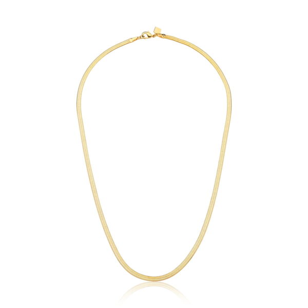 Colar Malha Esteira Laminada Lisa 3mm Banho Ouro 18k