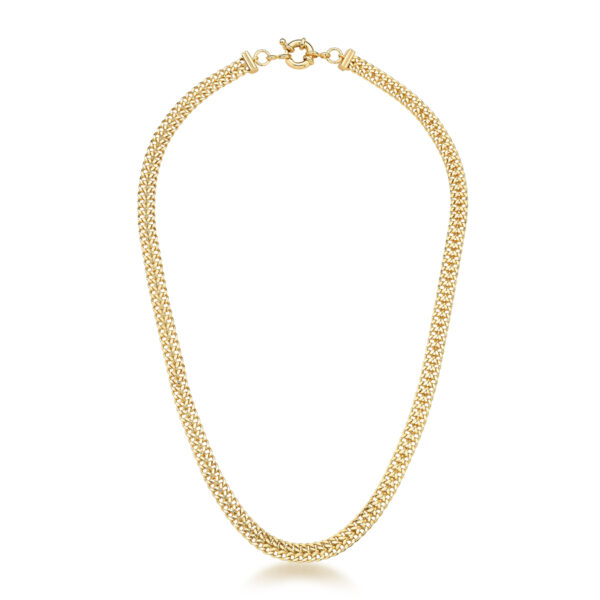 Corrente Elo Groumet Duplo Vazado 6mm Banho Ouro 18k
