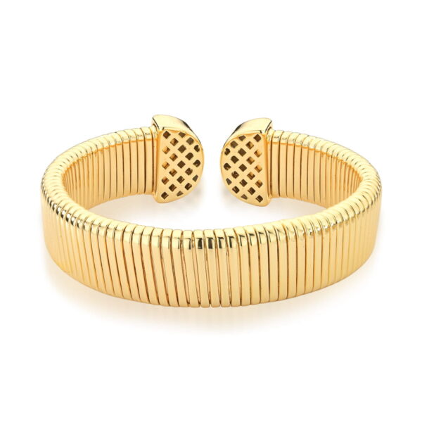 Bracelete Liso Trabalhado Com Abertura Banho Ouro 18k