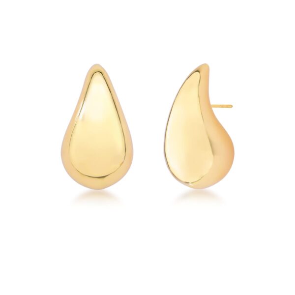 Brinco De Gota Curvo Liso Banho Ouro 18k