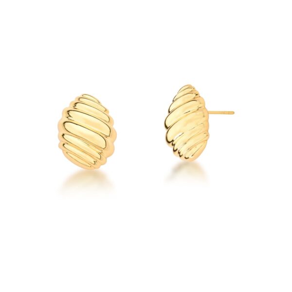 Brinco Oval Trabalhado E Liso Banhado A Ouro 18k