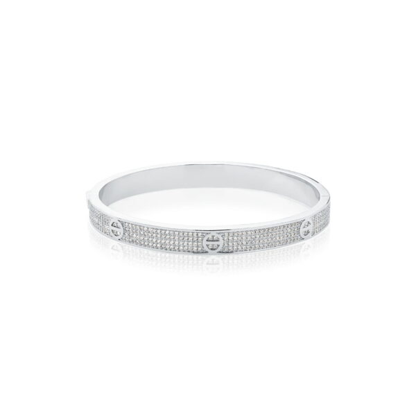 Bracelete 4 Linhas Crav Zircônia Banho Ródio Branco
