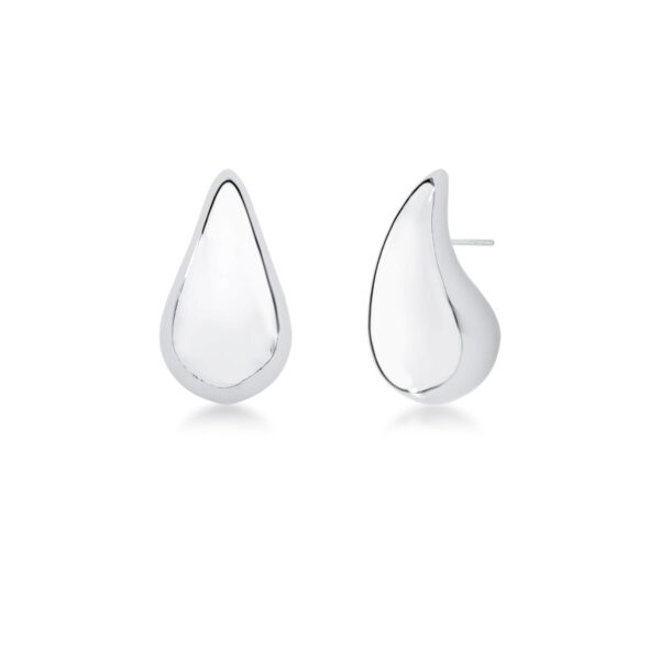 Brinco De Gota Curvo Liso Banho Ródio Branco