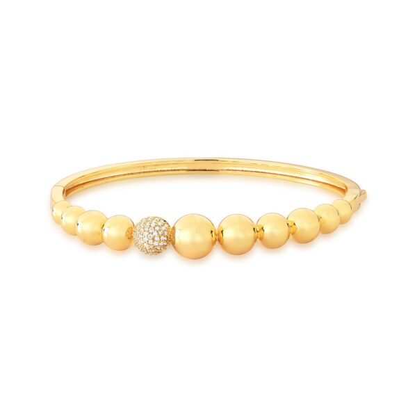 Bracelete Frente Bola Cravejado Zircônia Banho Ouro 18k