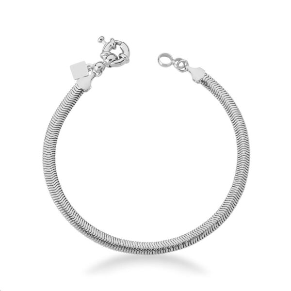Pulseira Em Malha Laminada Lisa 4mm Ródio Branco